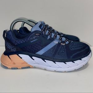 Hoka One One Womens Gaviota 2 Running Shoes Size 6.5 D Wide Blue Pink Cushioned
